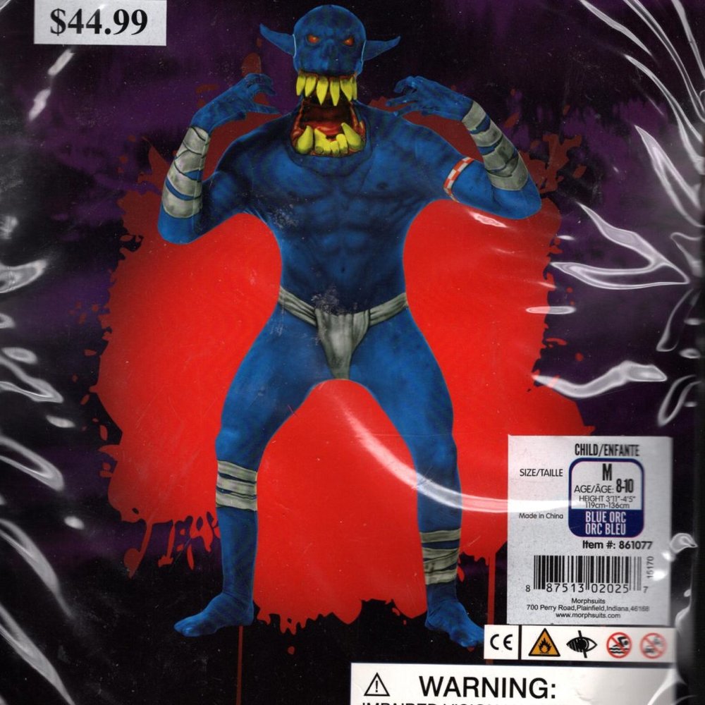 MorphCostumes Blue Orc Jaw Dropper Morphsuit Costume Medium (8-10)